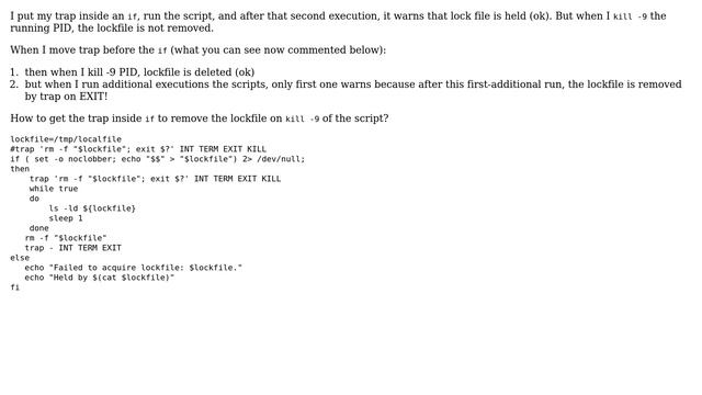 Unix & Linux: lock file not removed when trap is inside an "if" смотреть онлайн
