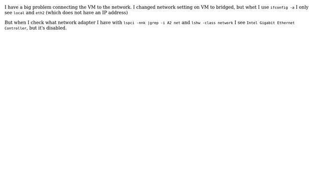 Ubuntu on virtual machine: ethernet doesn't work Intel Gigabit Ethernet Controller is disabled смотреть онлайн