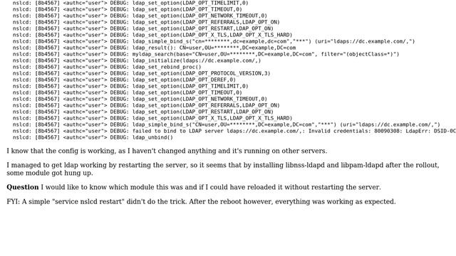 SSH login with LDAP users over NSLCD works after restarting server смотреть онлайн