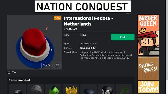 Roblox Time - New Free Item! - HOW TO GET THE INTERNATIONAL FEDORA NETHERLANDS! смотреть онлайн