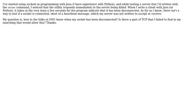How does the Inetutils telnet utility determine if a connection is still alive? смотреть онлайн