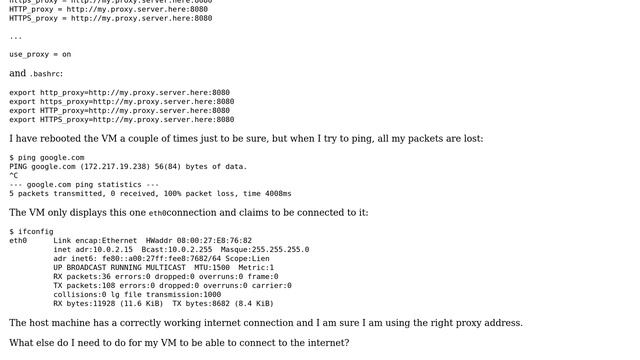 CentOS VM unable to connect to Internet via Proxy смотреть онлайн
