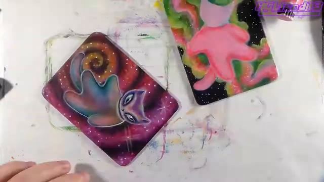 Two Space Cats for you! Miniature paintings time lapse using acrylics on metal смотреть онлайн