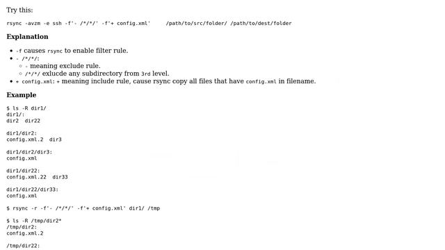 Unix & Linux: skipping copying contents of sub directories using rsync смотреть онлайн