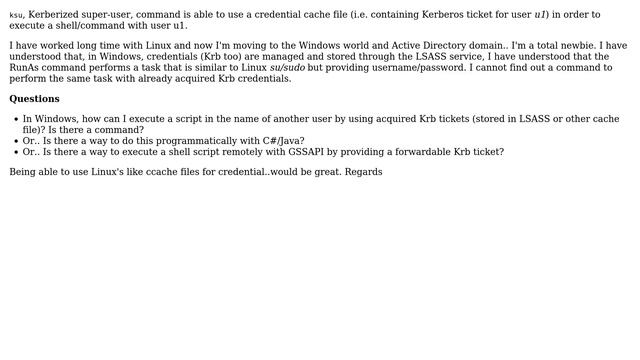 Windows equivalent of Linux ksu (Kerberized super-user) on windows? смотреть онлайн