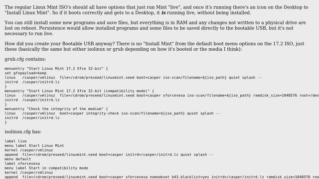 Can I run linux mint without installing it? Or does the selection in the grub already run it... смотреть онлайн