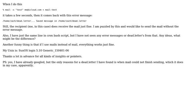 Unix & Linux: Why does mail create a dead.letter, but the mail still arrives? смотреть онлайн