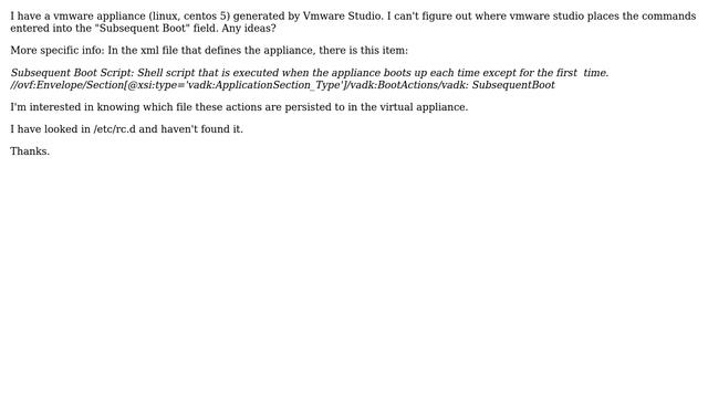 In a linux appliance generated by VMware Studio, where is the subsequent boot script located? смотреть онлайн