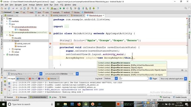 Listview in Android Studio Ex-4 смотреть онлайн