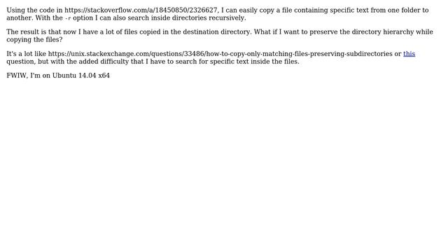 Unix & Linux: Copying files containing specific text preserving directory structure смотреть онлайн