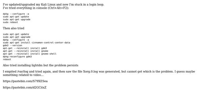 Login loop in Kali Linux after updating/upgrading смотреть онлайн