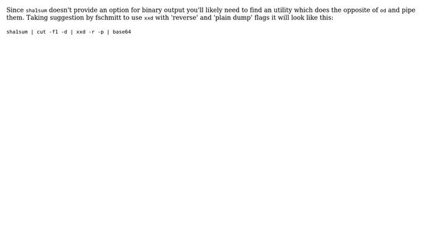 Unix & Linux: How can I get a base64 encoded shaX on the cli? (5 Solutions!!) смотреть онлайн