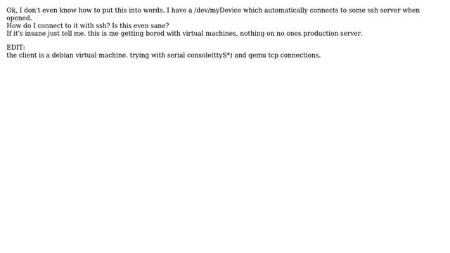 ssh over unix pipe or pty device смотреть онлайн