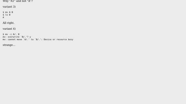 Strange behavior of mv/cp for directory "." on Linux смотреть онлайн