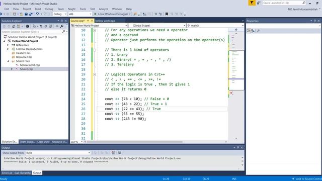 05 - Introduction to C/C++ - Comments , User Input and Operators -Visual Studio 2017 смотреть онлайн