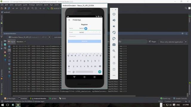 Person Finder app in Ionic 2 Framework running in Android Studio Emulator смотреть онлайн