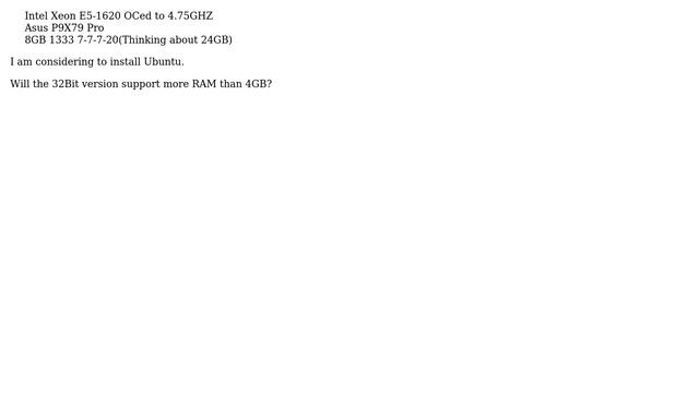 Ubuntu: What is the maximum amount of RAM that Ubuntu 32 Bit supports? смотреть онлайн