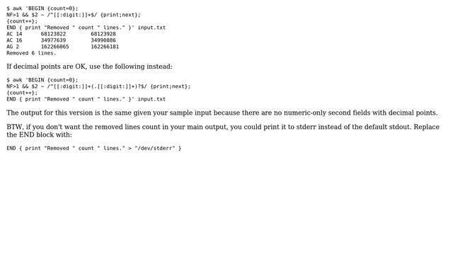 Unix & Linux: Remove lines with a non-numeric field (3 Solutions!!) смотреть онлайн