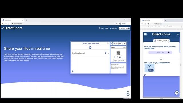 Share files without size limit - AirDrop alternative - Directshare.io demo смотреть онлайн
