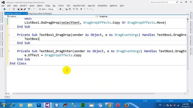 How to drag and drop Events using listbox and textbox in VB NET 2012 смотреть онлайн