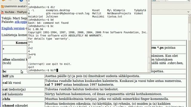 pääte - Ubuntu - ls *.txt, bc, cal, cat, cd - opastusvideo 2 смотреть онлайн