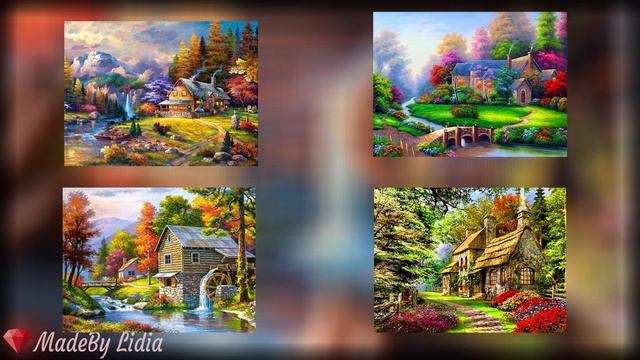 My huge diamond painting from Huacan, Aliexpress 💎 The autumn landscape. 🍁🍂 EN subtitles смотреть онлайн