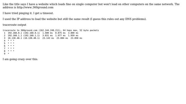 Unix & Linux: Website Not loading on some computers but loads on a single computer on the same LAN смотреть онлайн