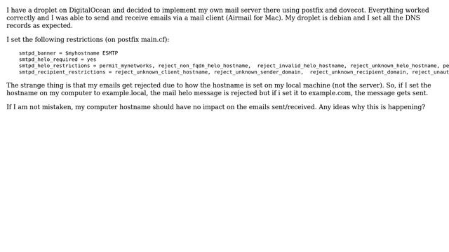 DevOps & SysAdmins: helo message set to local hostname смотреть онлайн