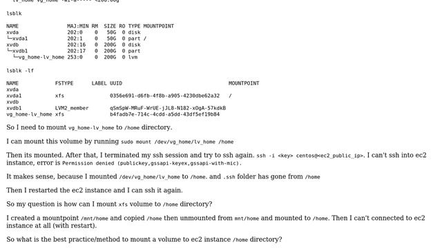 How to mount a xfs volume to centOS 7 ec2 instance /home directory? смотреть онлайн