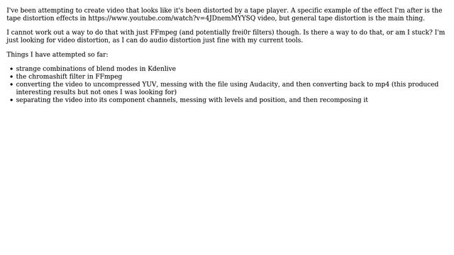 Unix & Linux: Create tape distortion effects with FFmpeg смотреть онлайн