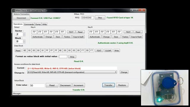 Mifare Classic basic operations - part3 смотреть онлайн