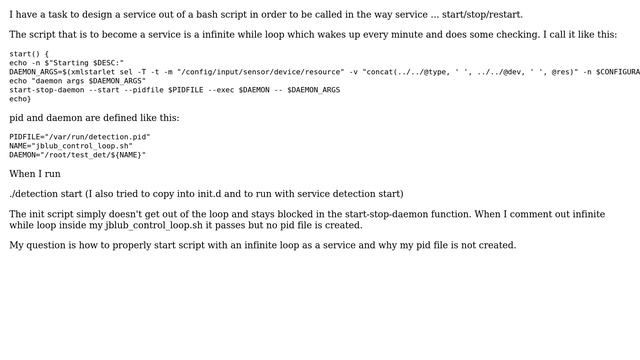 Unix & Linux: start-stop-daemon blocks for process with infinite loop смотреть онлайн