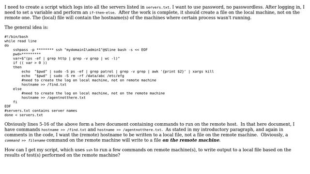 Unix & Linux: Script calling ssh; want to create log on local machine смотреть онлайн