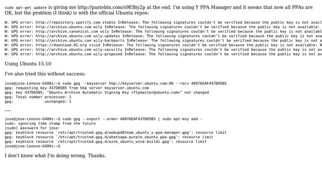 Ubuntu: How can I get rid of these NO_PUBKEY errors? смотреть онлайн