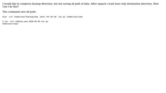 Compress Using Tar Without Saving Full Path