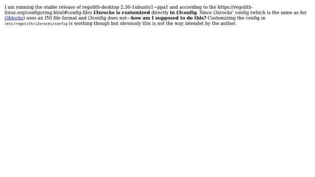 Unix & Linux: How am I supposed to edit i3xrocks in regolith? смотреть онлайн