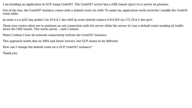 DevOps & SysAdmins: changing default route breaks CentOS7 in Google Cloud Platform смотреть онлайн