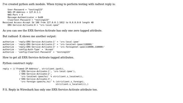 freeradius rlm_python tagged attributes смотреть онлайн