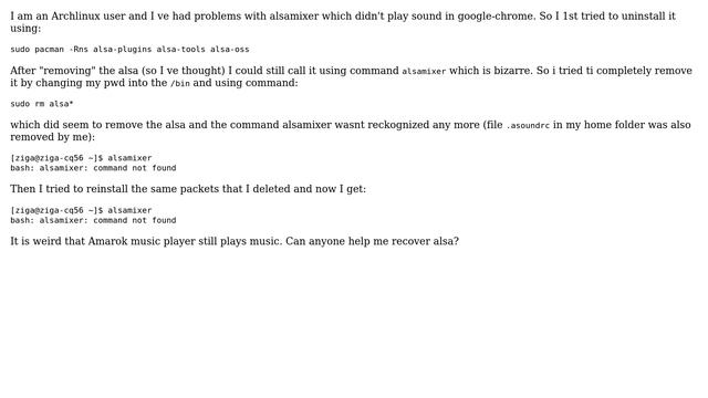 Unix & Linux: ALSAMIXER - deleted the alsa\* from /bin - need to recover смотреть онлайн