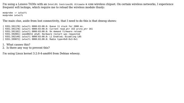 Unix & Linux: How can I prevent my wifi driver from going catatonic? смотреть онлайн