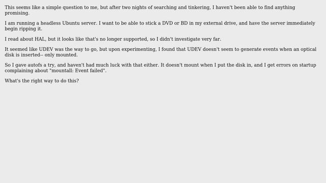 Unix & Linux: Running a command when a CD/DVD/BD inserted смотреть онлайн
