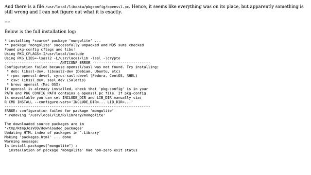 FreeBSD and R mongolite package installation error: missing openssl.pc file смотреть онлайн