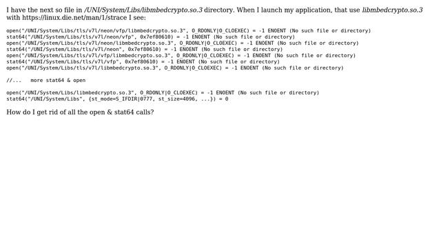 Unix & Linux: How to avoid multiple 'libFoo.so' open() calls at application launch? смотреть онлайн