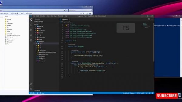 Create asp.net core web application in vs code