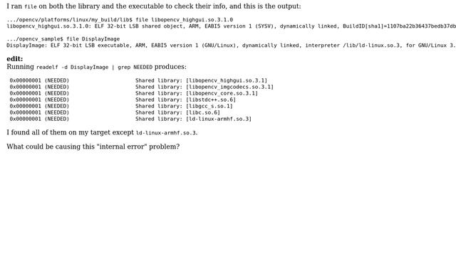 Error while loading shared libraries: internal error смотреть онлайн