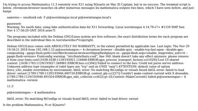 Raspberry Pi: Mathematica 11.3 not working over X11 смотреть онлайн