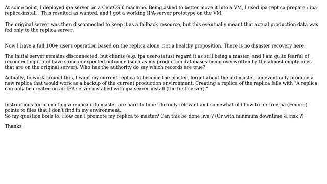Deployed IPA-server, created replica, then fed production data only to replica. How to fix? смотреть онлайн