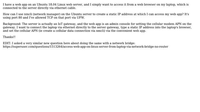 Access web app on Linux server from laptop via ethernet cable, no router смотреть онлайн