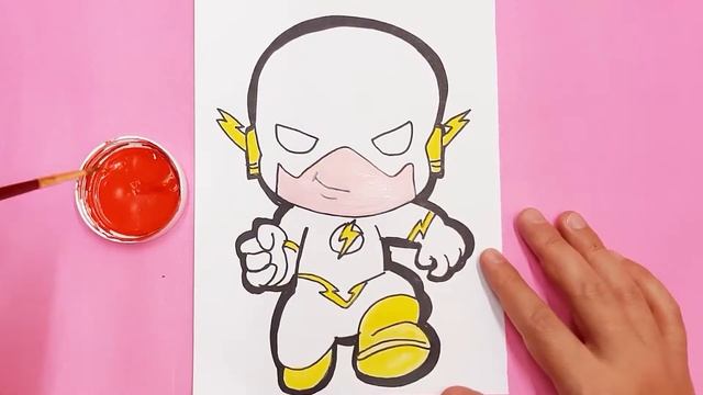 сурет салу justice league flash  Kawaii 🔴 Bolajon uchun Flash  Rasm chizish va bo'yash - Cat Color