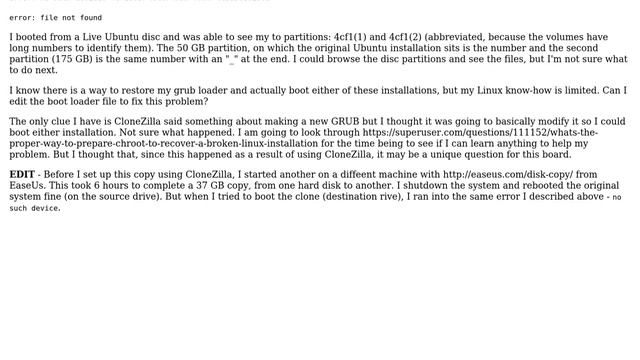 Unix & Linux: CloneZilla Broke My System? Ubuntu Installation Lost After Running CloneZilla смотреть онлайн